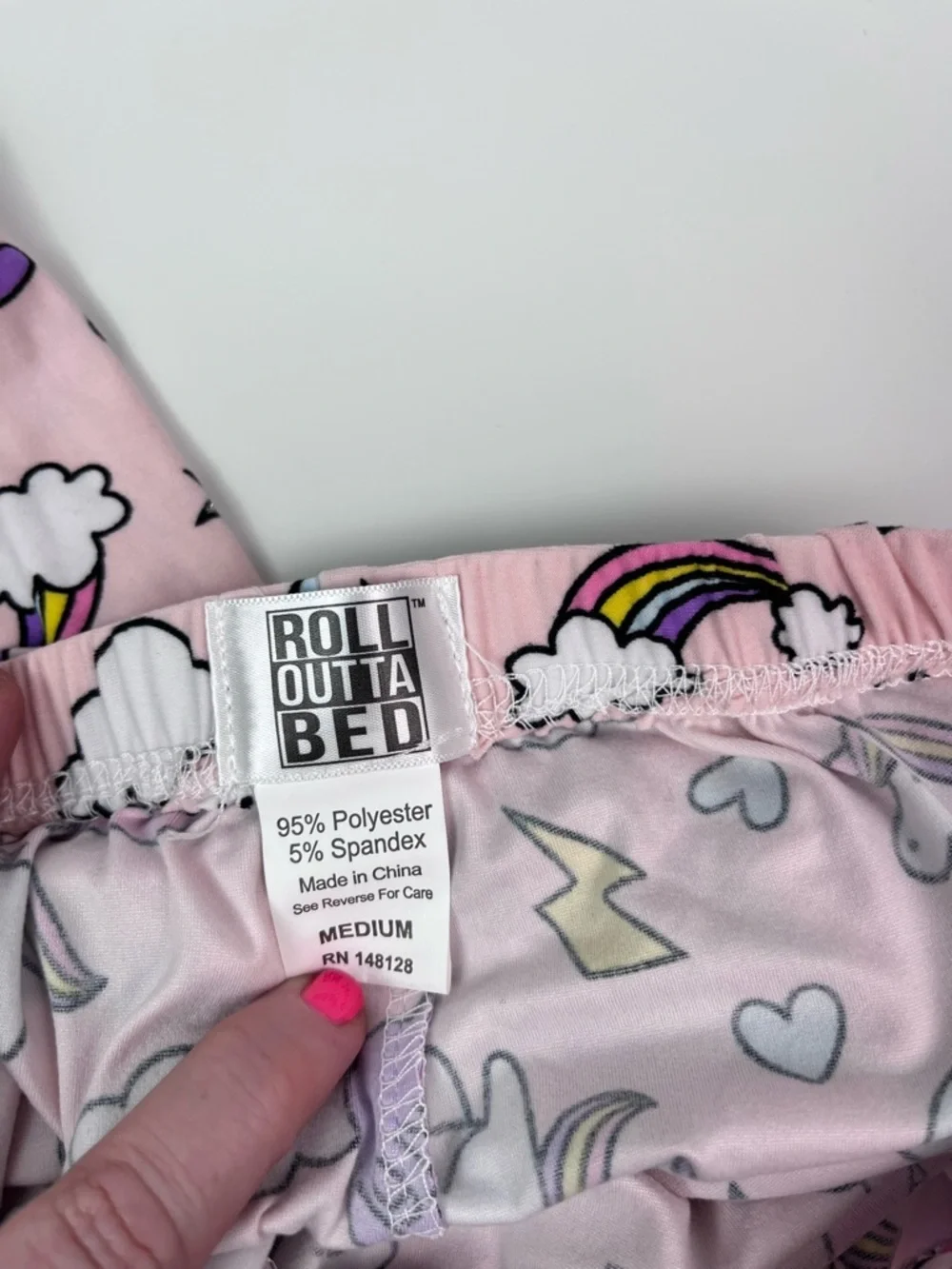 Kids Girls Pajama Pants Pj Pjs Pink Unicorn size Medium Drawstring